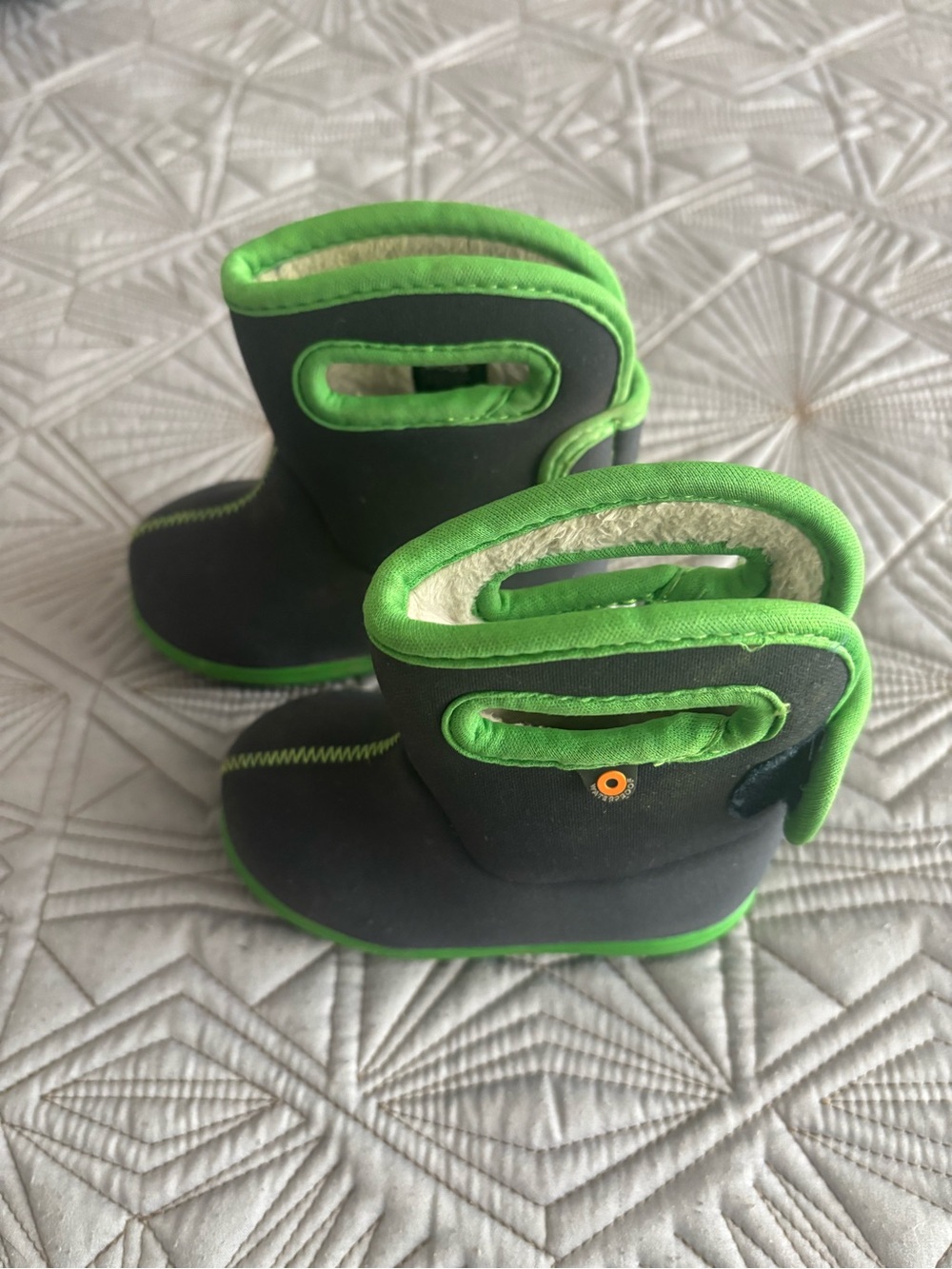 Bigs Solid Navy Blue / Green Fleece Lined Winter Boots toddler 5/21
